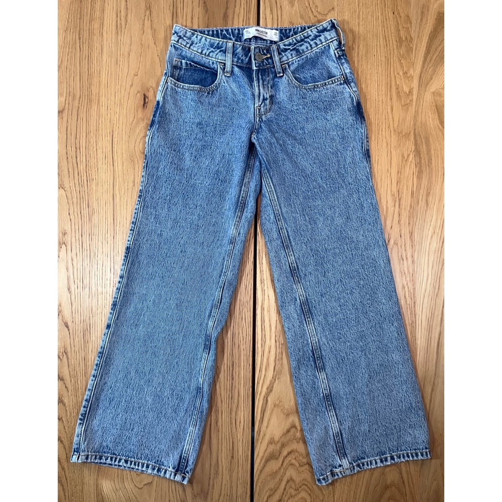 Hollister Low-Rise Baggy Jeans Womens 00S W24 Short Blue Denim Y2K Aesthetic